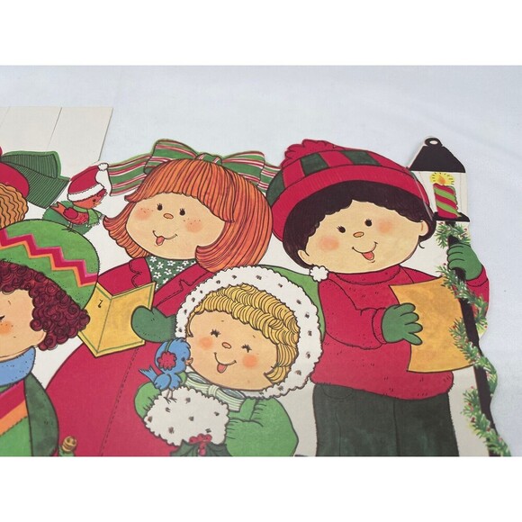 Large Vintage Christmas Die Cut, Caroling Children, Eureka USA, Two-Sides, NOS - Picture 3 of 16